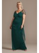 Embellished Cap Sleeve Ruched Plus Size Gown Xscape 2523XW