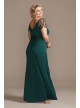 Embellished Cap Sleeve Ruched Plus Size Gown Xscape 2523XW