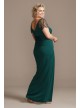 Embellished Cap Sleeve Ruched Plus Size Gown Xscape 2523XW