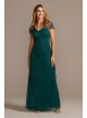 Embellished Chiffon Cap Sleeve Ruched Gown Xscape 2523X