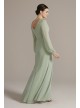 Embellished Chiffon Gown with Long Sleeves Oleg Cassini WBM2815