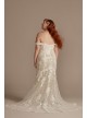 Embellished Lace Swag Sleeve Plus Wedding Dress  9LSSWG899