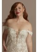 Embellished Lace Swag Sleeve Plus Wedding Dress  9LSSWG899