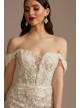 Embellished Lace Swag Sleeve Wedding Dress  LSSWG899