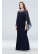 Embellished Neck Drape Sleeve Gown with Ruching Xscape 1959X