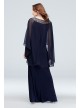 Embellished Neck Drape Sleeve Gown with Ruching Xscape 1959X