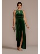 Embellished Velvet Sheath Dress with Keyholes Oleg Cassini WBM2833