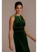 Embellished Velvet Sheath Dress with Keyholes Oleg Cassini WBM2833