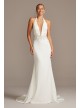 Embellished Waist Plunge Halter Wedding Dress  SWG838