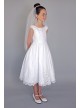 Embroidered Cap Sleeve Tea-Length Communion Dress C5-363