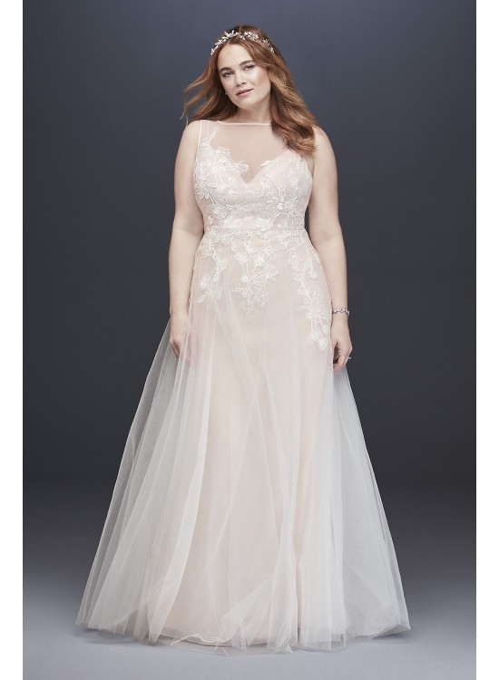 Embroidered Floral Tulle Plus Size Wedding Dress Melissa Sweet 8MS251197