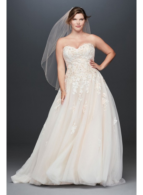 Embroidered Lace Applique Plus Size Wedding Dress  Collection 9V3902