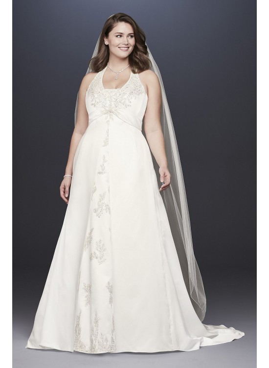 Embroidered Lace Satin Plus Size Wedding Dress  Collection 9OP1356