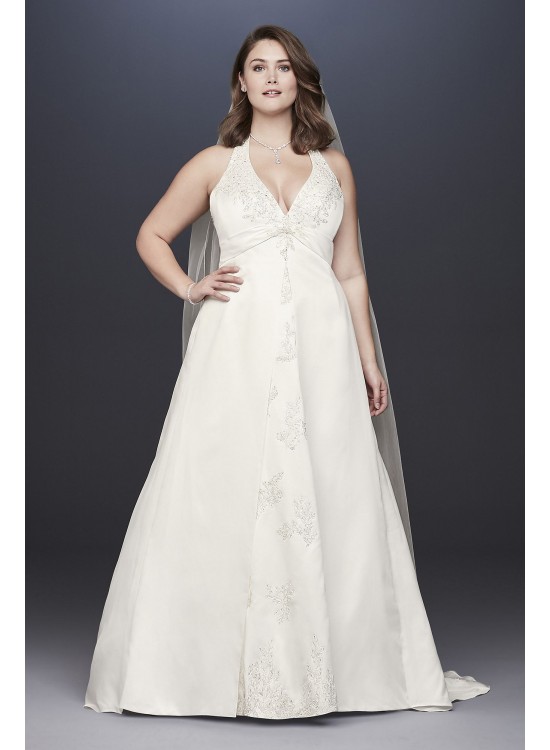 Embroidered Lace Satin Plus Size Wedding Dress  Collection 9OP1356