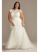 Embroidered Mock Neck Plus Size Wedding Dress Melissa Sweet 8MS251205