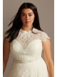 Embroidered Mock Neck Plus Size Wedding Dress Melissa Sweet 8MS251205