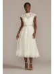 Embroidered Mock Neck Tea-Length Wedding Dress Melissa Sweet MIDMS251205