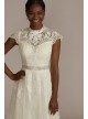 Embroidered Mock Neck Tea-Length Wedding Dress Melissa Sweet MIDMS251205