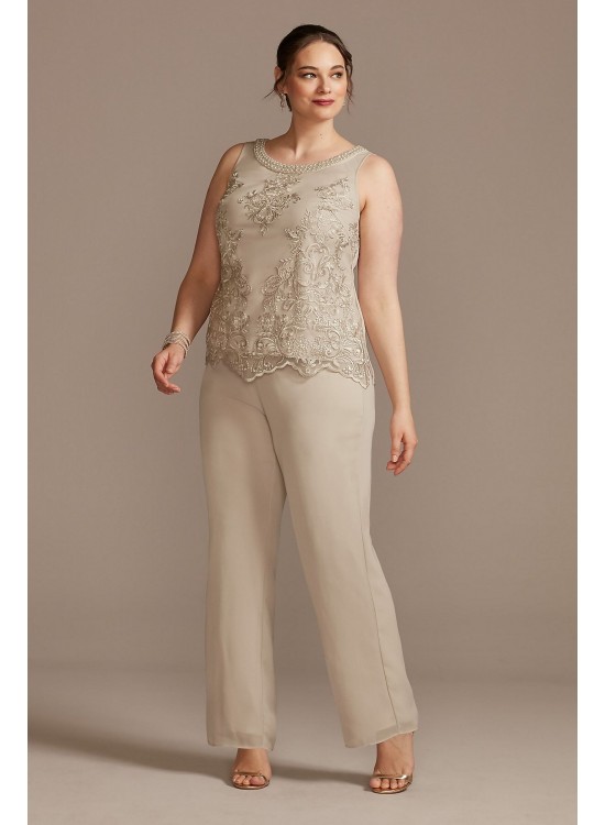 Embroidered Plus Size Three-Piece Pantsuit Le Bos 29293