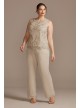 Embroidered Plus Size Three-Piece Pantsuit Le Bos 29293