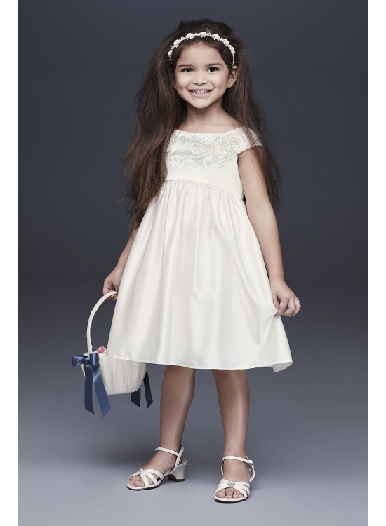 Embroidered Satin Floral Flower Girl Dress  OP255