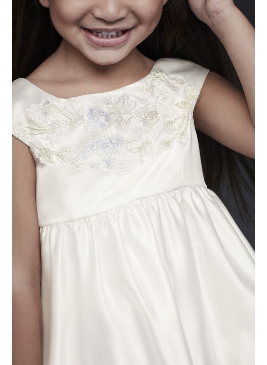 Embroidered Satin Floral Flower Girl Dress  OP255