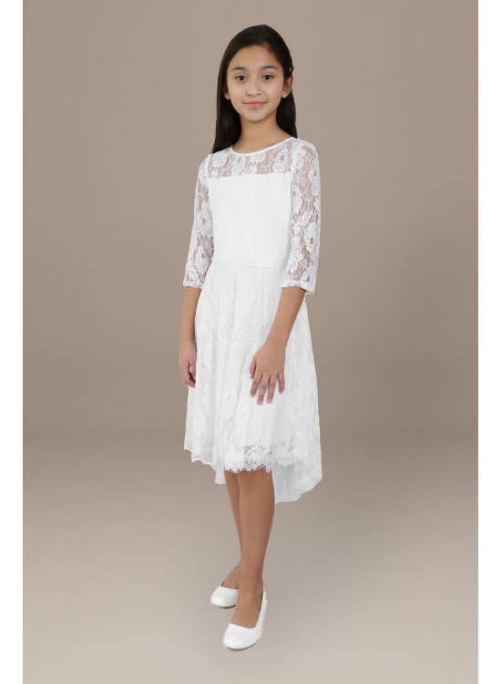 Erica High-Low Lace Flower Girl Dress US Angels C930