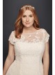 Extra Length Cap Sleeve Illusion Wedding Dress  4XL8CMK513