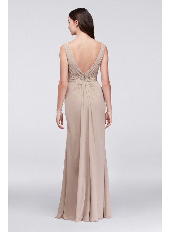 Faux-Wrap Pleated Chiffon Bridesmaid Dress  F19585