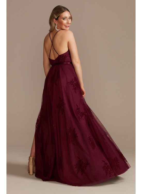 Flocked Tulle Low-Back Bridesmaid Dress  GS290044