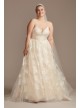 Floral Applique Bead Strap Plus Size Wedding Dress  8CWG879