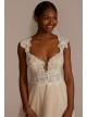 Floral Applique Cap Sleeve Petite Wedding Gown DB Studio 7WG4065