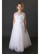 Floral Applique Illusion Neck Communion Dress C903