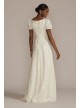 Floral Applique Puff Sleeve V-Neck Wedding Gown DB Studio WG4052