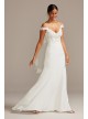 Floral Applique Sheer Bodice Crepe Wedding Dress  Collection WG3977