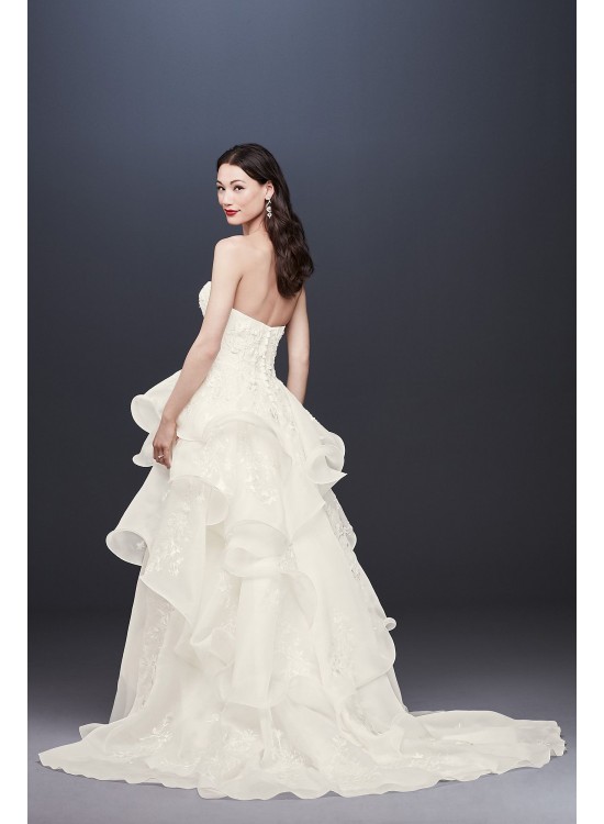 Floral Applique Wedding Dress with Tiered Skirt  CWG822