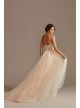 Floral Bead Tall Wedding Dress with Metallic Tulle  4XLSWG871