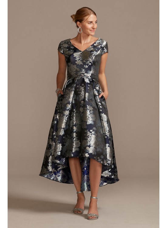 Floral Brocade High-Low A-Line Dress  VCRS1482