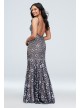 Floral Embellished Deep-V Gown with Lace Trim Xscape 1789X