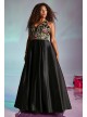 Floral Embellished Halter Satin Ball Gown Blondie Nites 2096BN