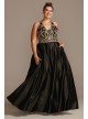 Floral Embellished Halter Satin Plus Size Gown Blondie Nites 2096BNW