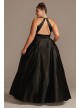 Floral Embellished Halter Satin Plus Size Gown Blondie Nites 2096BNW