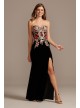 Floral Embroidered Velvet Strapless Sheath Gown Blondie Nites 1294BN