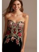 Floral Embroidered Velvet Strapless Sheath Gown Blondie Nites 1294BN