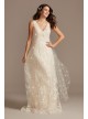 Floral Embroidered Wedding Dress with Veiled Train Melissa Sweet MS251228