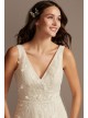 Floral Embroidered Wedding Dress with Veiled Train Melissa Sweet MS251228