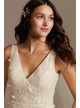 Floral Embroidered Wedding Dress with Veiled Train Melissa Sweet MS251228