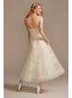 Floral Glitter Tulle Tea-Length Wedding Dress  CWG903