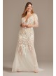 Floral Illusion Plus Size Bodysuit Wedding Dress  9SWG851