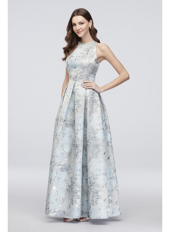 Floral Jacquard Sleeveless Ball Gown with Pockets Alex Evenings 1811231